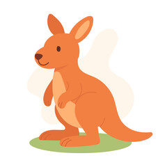 Red kangaroo standing upright with alert expression, kangaroo cartoon is great for educational animal books, wildlife-themed posters, and kids nature projects.