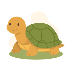 Smiling cartoon turtle with green shell, turtle illustration works well for wildlife stories, nature lessons, and environmental-themed children s graphics.
