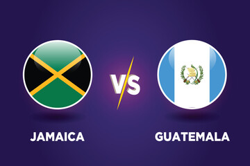 Jamacia vs Guatemala Soccer match concept. Graphic soccer template. Rival flags of both teams with football shape. JM VS GT football match.