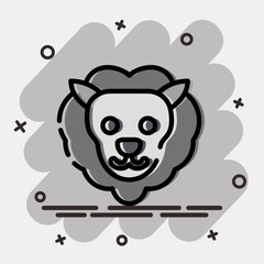 Icon leo the lion. Zodiac horoscope elements. Icon in comic style.