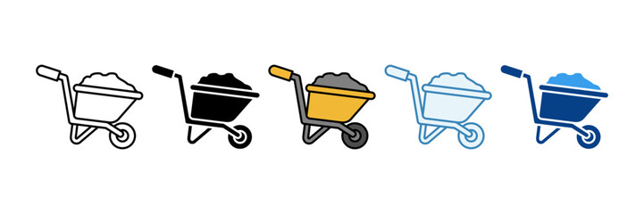 Wheelbarrow  Icon Set Multiple Style Collection