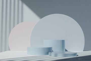 Minimalist pastel 3D podium with abstract backdrop
