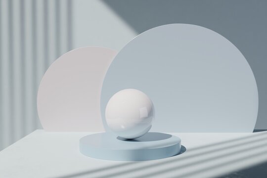 Minimalist pastel 3D podium with abstract backdrop