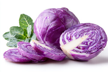red cabbage on white background