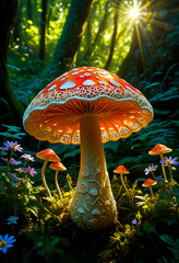 Enchanted Forest with Majestic Mushrooms