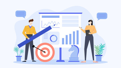 Business partners sharing ideas, discussing strategy. Perfect for presentations, articles, brochures, websites, and social media posts related to teamwork.