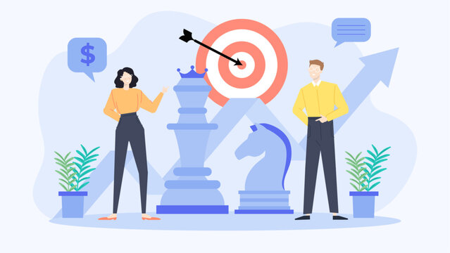 Business goal and strategy concept ideal for presentations, articles, and social media content related to corporate planning and development.