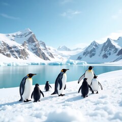 Fototapeta premium penguins on ice
