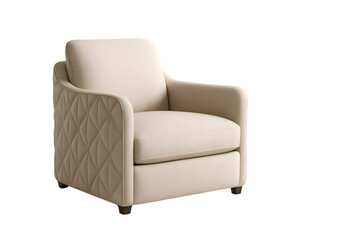 Fototapeta premium Quilted Beige Armchair – Contemporary Upholstered Accent Chair for Living Room