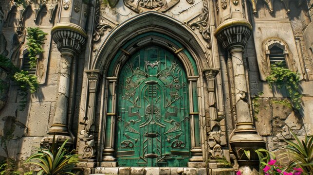 Ornate, weathered doorway