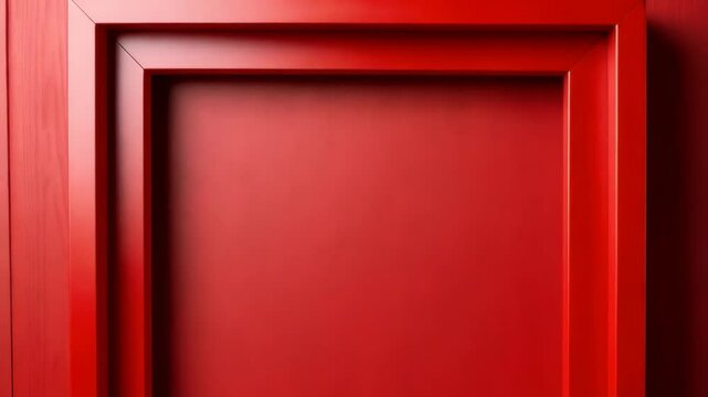 Studio shot featuring an empty red frame on a red wooden background, ideal for showcasing artwork or promotional material.