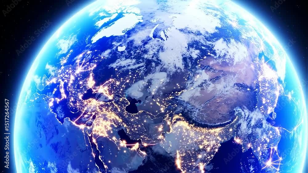 Canvas Prints modern network connections over earth. artificial intelligence and big data concept. business indust