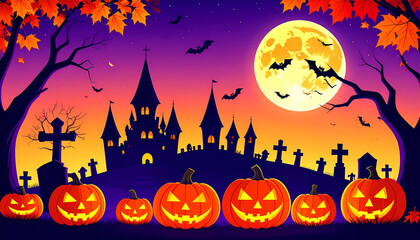 ハロウィン　かぼちゃ　生成AI　背景　