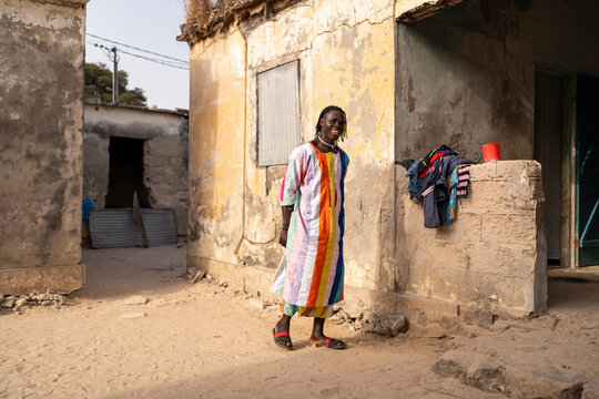Senegalese man walking in a colorful grand boubou