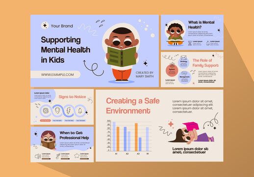 Beige And Purple Kids Mental Health Support Educational Presentation