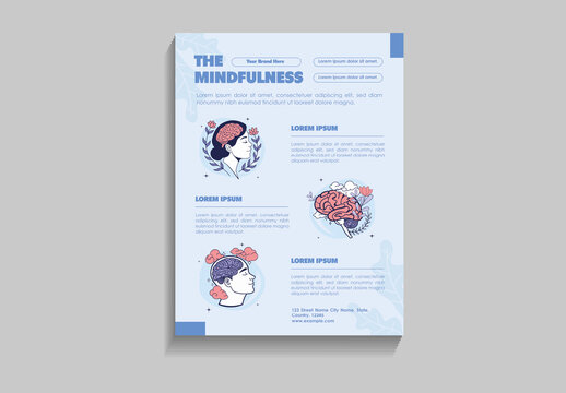 Blue Mindfulness Mental Health Awareness Poster