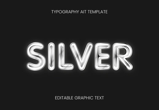 Silver Metallic Outline Font Bold Chrome Glossy Text Effect