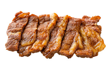 Grilled Steak Slices: The photo showcases a culinary masterpiece, highlighting the succulent grilled steak slices with a golden-brown exterior.