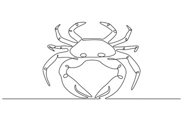 Continuous one line drawing of Sea crab. Single line drawing illustration of Red crab. Seafood dish concept vector art. Doodle line illustration.
