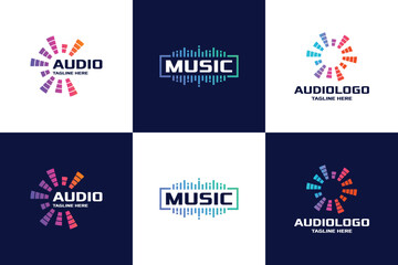 Set of music pulse logo design template