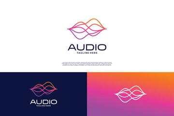 Music pulse audio sound logo design template