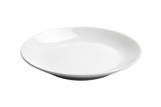 Minimalist Dining: A pristine, elegant white plate, perfectly capturing simplicity and style, poised as a blank canvas for culinary masterpieces.