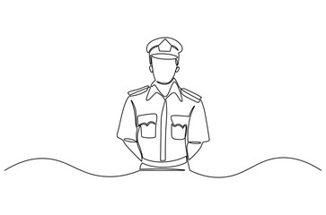 Continuous one line drawing of Sailor man. Single line drawing illustration of Seafarers. Day of the seafarer concept vector art. Doodle line illustration.