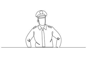 Continuous one line drawing of Sailor man. Single line drawing illustration of Seafarers. Day of the seafarer concept vector art. Doodle line illustration.