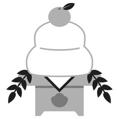鏡餅のアイコンイラスト　モノクロ