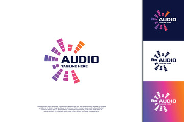 Audio wave circle shape logo design