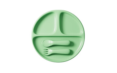 Cartoon baby complementary food tableware, 3d rendering.