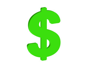 Simple 3D illustration of a dollar sign icon 