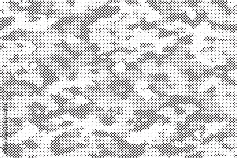 Poster abstract halftone seamless camouflage pattern. repeating digital dotted hexagonal camo military text