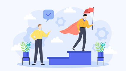 Man jubilant with a flag, perfect for victory, achievement, patriotism, sports, pride, celebration, success, winning, or motivation concepts.