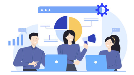 Team of professionals collaborating on project using laptops, suitable for business presentations, teamwork concepts, corporate websites, and technologyrelated designs.