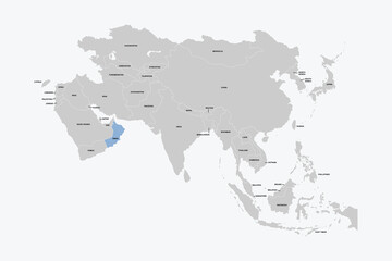 Obraz premium Oman vector map, Asia map Silhouette isolated on white background. for website layouts, background,education,travel worldwide, map silhouette and earth geography