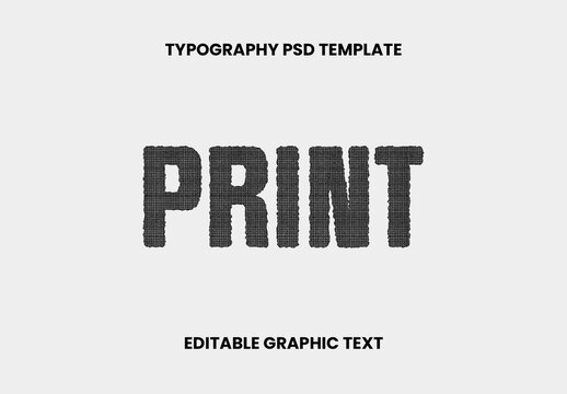 Black And White Embroidered Font Fabric Style Decorative Stitch Text Effect


