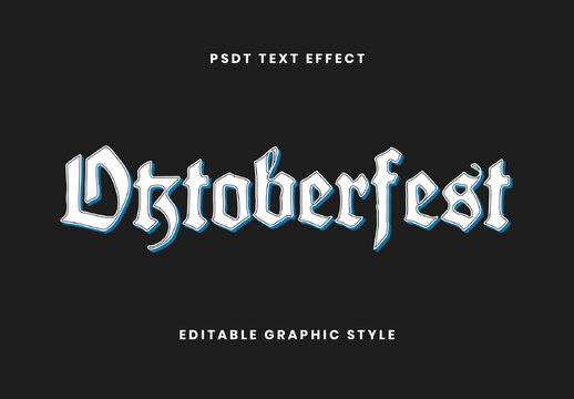 White And Blue Oktoberfest Font Bavarian German Festival Text Effect

