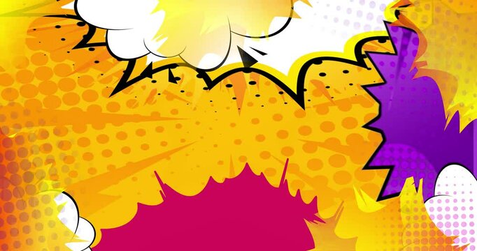 Cartoon background animation, comic book backdrop video. Retro vector comics pop art design.