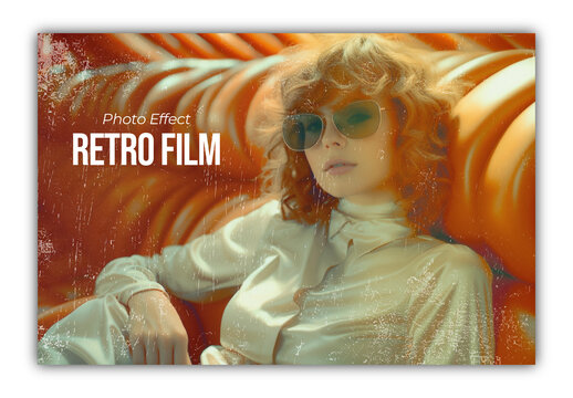 Yellow And Orange Retro Film Grunge Vintage Scratch Photo Effect