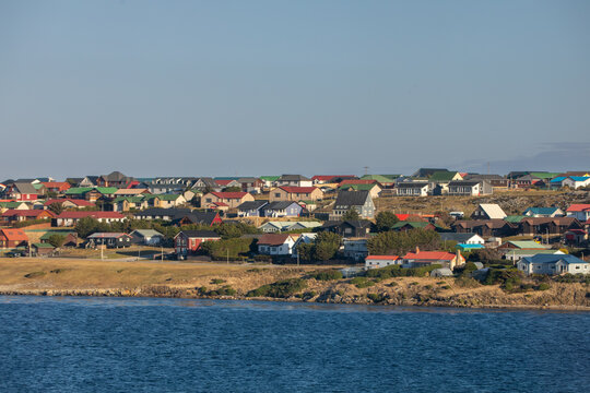 Part of the city of Stanley, capital of the Falkland Islands (Islas Malvinas), is seen from the harbour. About 2,500 people live in the city.