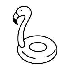 flamingo pool float line art vector