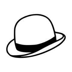 retro bowler hat with band drawing