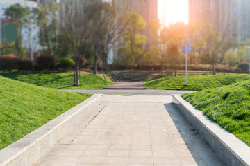 walkway in the modern city