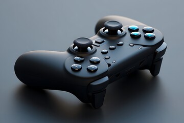 Black gamepad controller for video games and entertainment