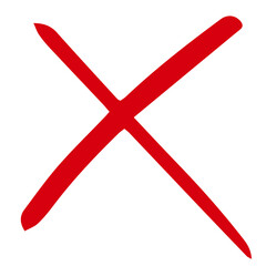 手描きのバツ印、太いサインペンで描いた