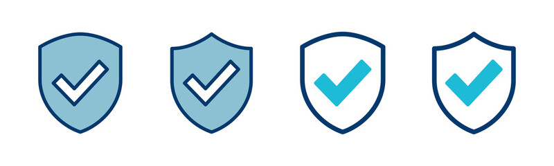 Shield check mark icon vector isolated on white background. Protection approve sign. Safe icon vector