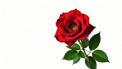 A Single Red Rose Blooming Brightly in Gentle Light