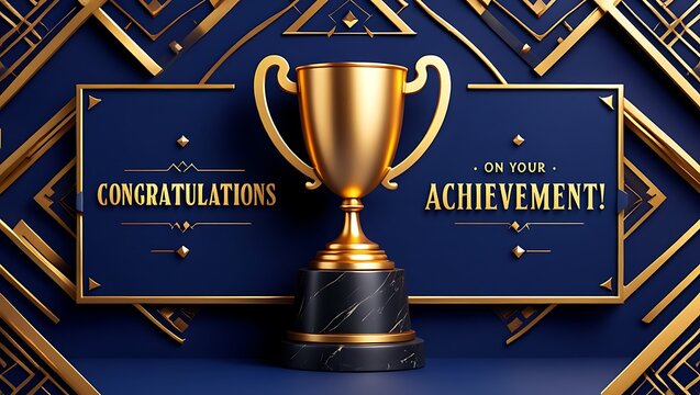 Golden trophy for achievement and congratulations