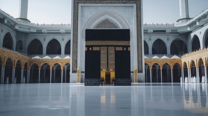 Fototapeta premium Grand mosque courtyard with the black stone